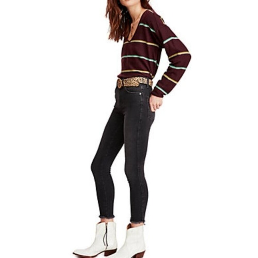 NWT Free People Raw High Rise Black Jeggings Denim, size 28